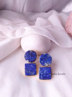 Unique Raw Crystal Round & Square Earrings