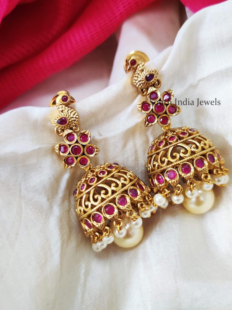 Ethnic German Silver Jhumka Earrings - South India Jewels