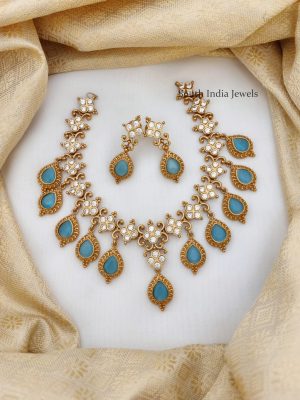 Unique Sky Blue AD Stone Necklace