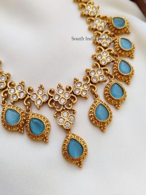 Unique Sky Blue AD Stone Necklace