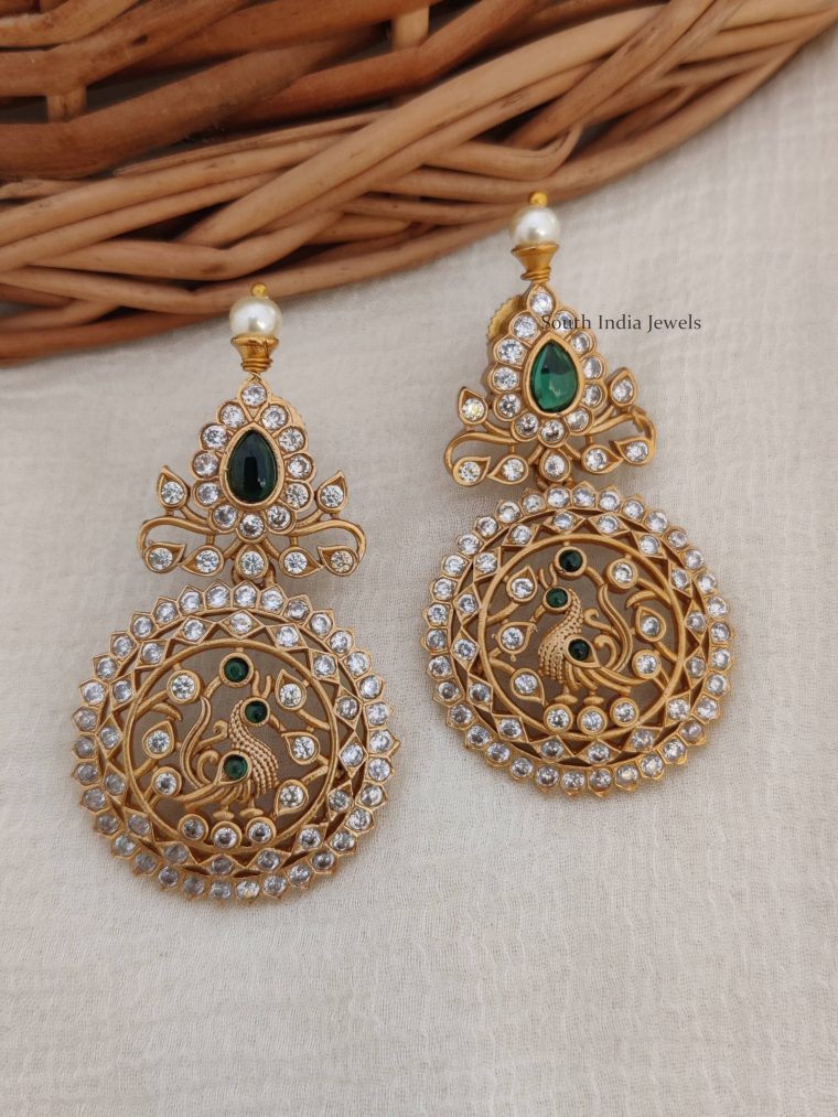 Amazing Peacock Design AD Stone Earrings (2)