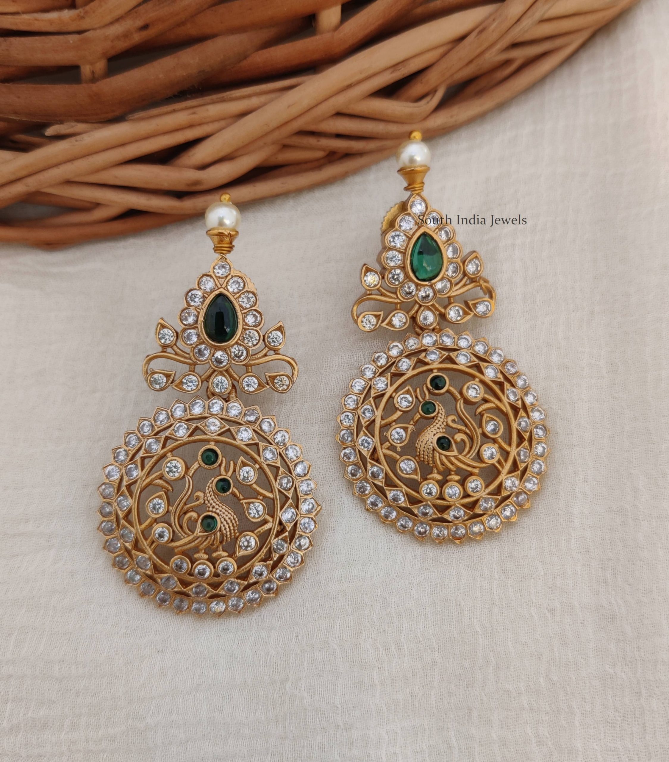 Amazing Peacock Design AD Stone Earrings (2)