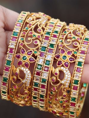 Beautiful Peacock Design Bangle Set