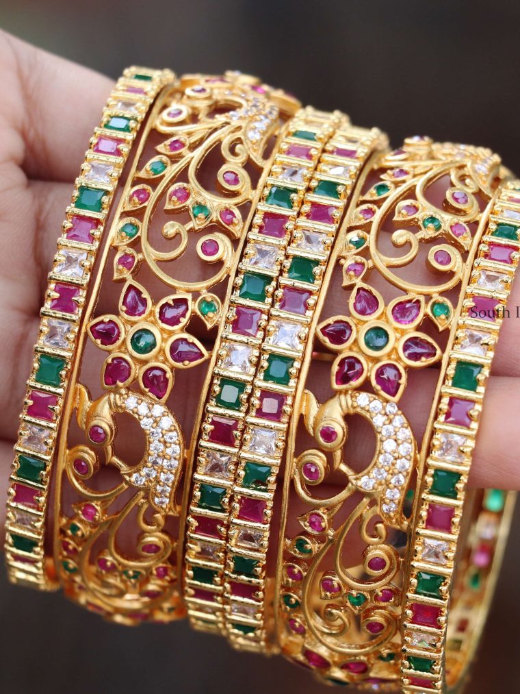 Beautiful Peacock Design Bangle Set