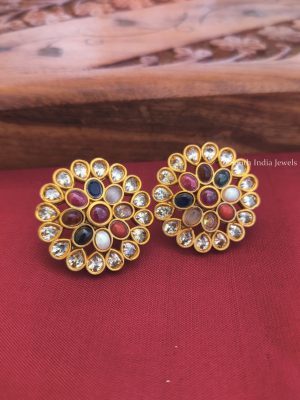 Classic Navarathna Ear Stud Earrings