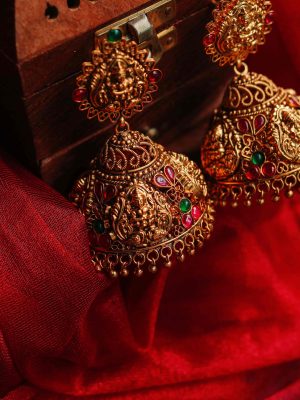 Divine Gold Finish Lakshmi Jhumkas