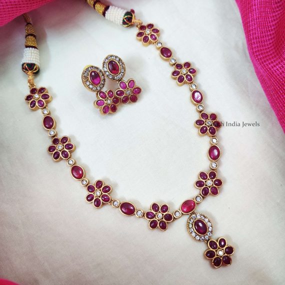 Flower Design Kemp Stone Necklace (2)