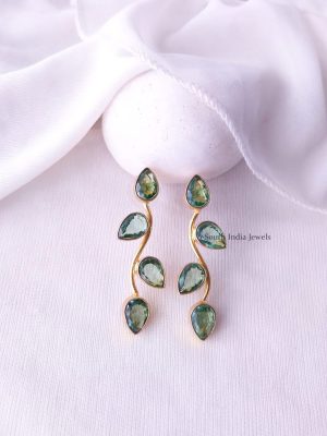 Glossy Leaf & Stem Design Earrings (14)