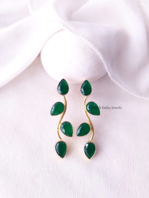 Glossy Leaf & Stem Design Earrings (3)