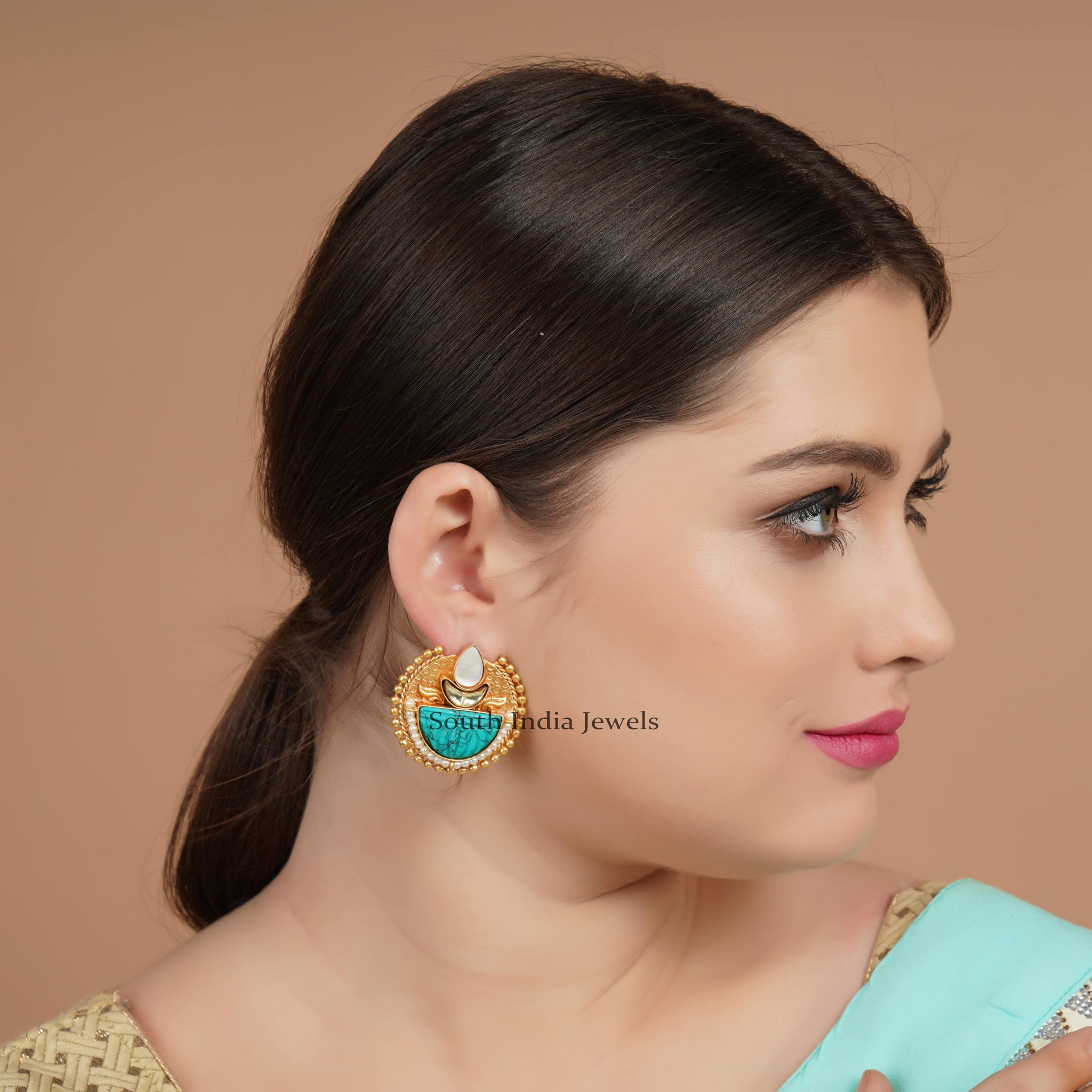 Gold Finish Mini Hoop Earrings - South India Jewels