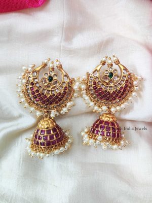 Half Moon Design Stone Jhumkas (2)