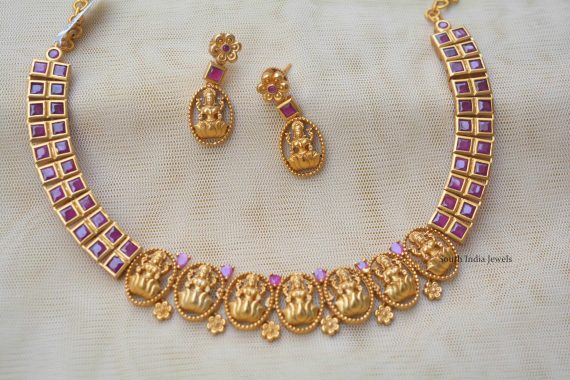 Matte Finish Lakshmi Design Necklace