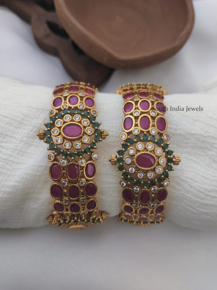 Ruby & Green AD Stone Bangles