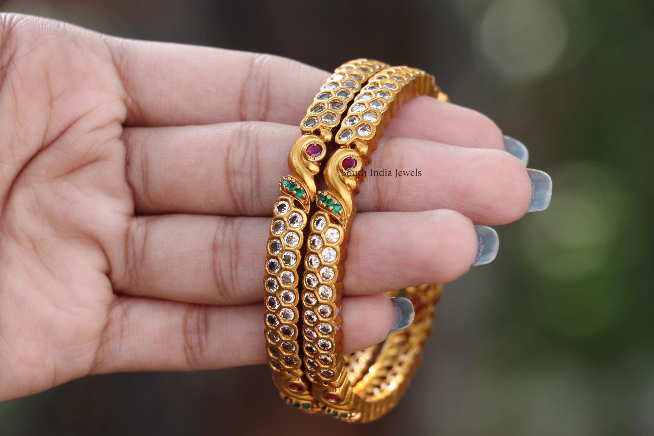 Gold Polish Simple Plain Bangles - South India Jewels