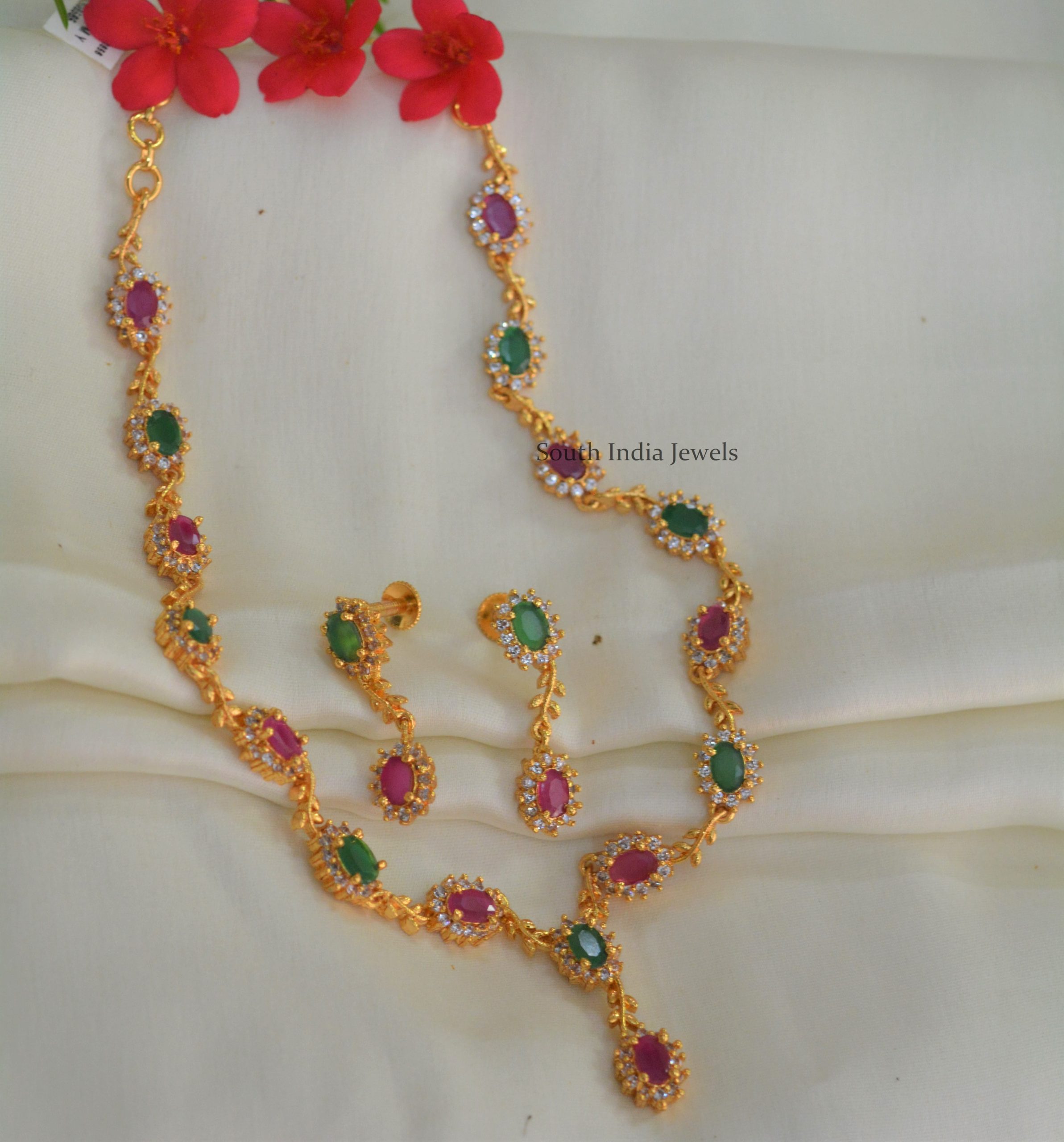 Stunning-Ruby-Emerald-Necklace-with-Earrings