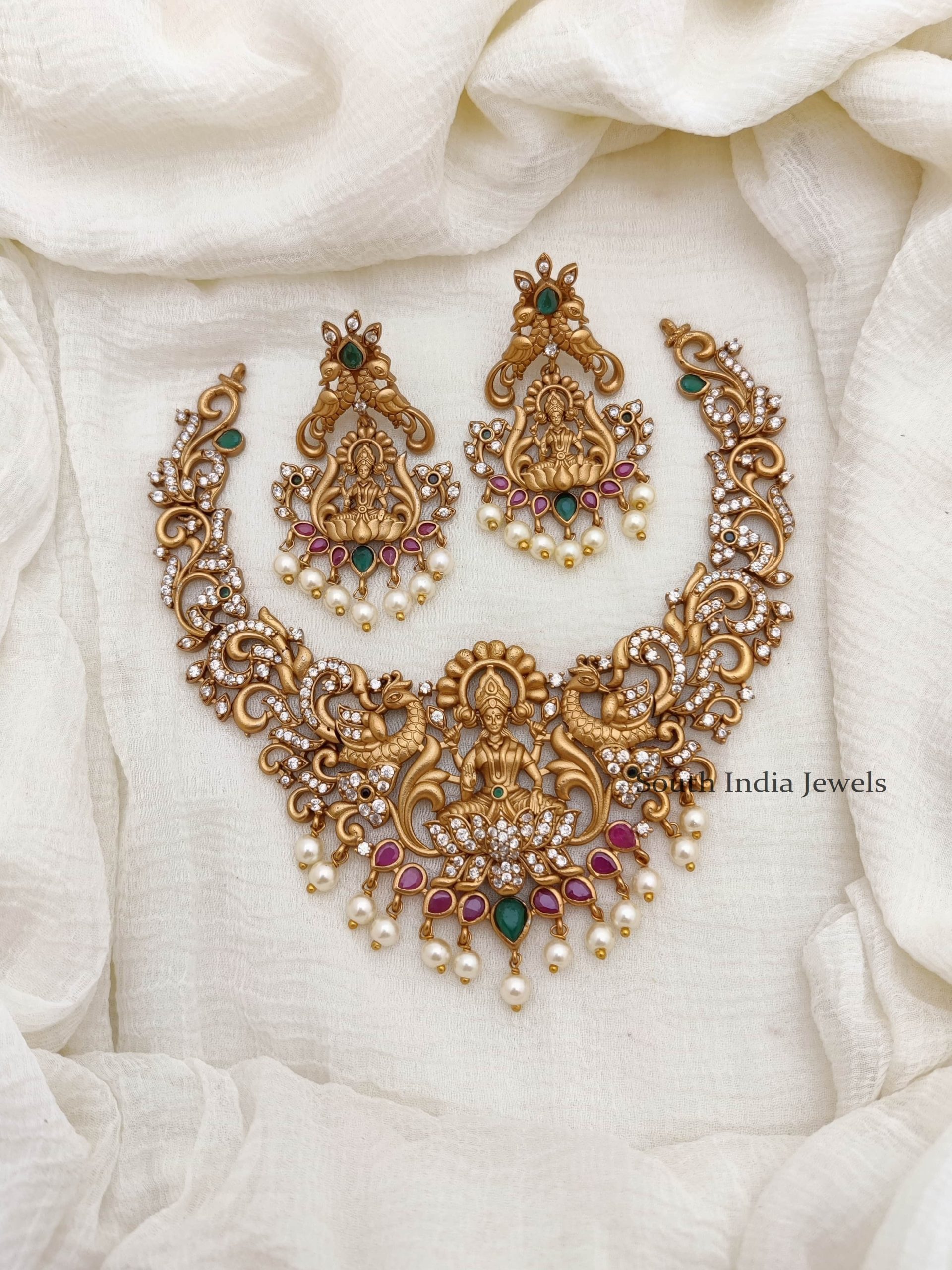 Traditional Lakshmi Design Peacock Necklace