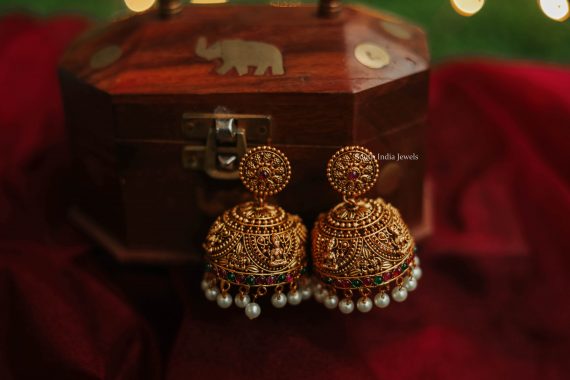 Traditional-dome-jhumkas-with-pearls-1