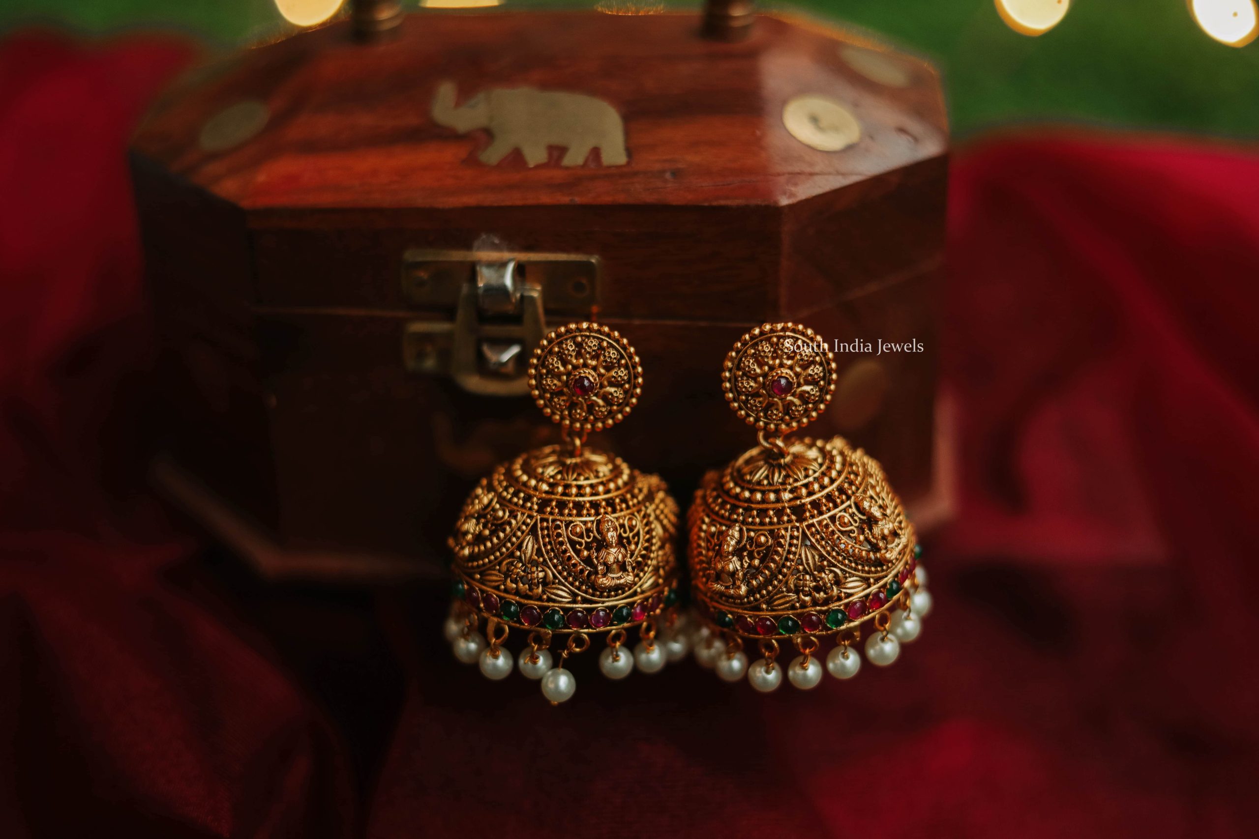 Traditional-dome-jhumkas-with-pearls