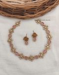 Trendy Flower Design AD Stone Necklace (4)