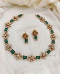 Trendy Flower Design AD Stone Necklace (4)