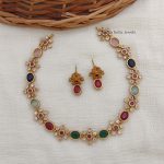 Trendy Flower Design AD Stone Necklace (6)