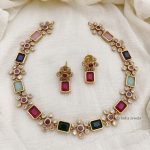 Trendy Flower Design AD Stone Necklace (6)