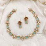 Trendy Flower Design AD Stone Necklace (8)