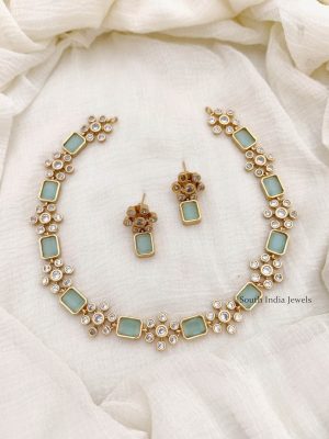 Trendy Flower Design AD Stone Necklace (8)