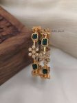 Trendy Green Stone AD Bangle Set