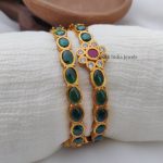 Trendy Green Stone Bangle Set