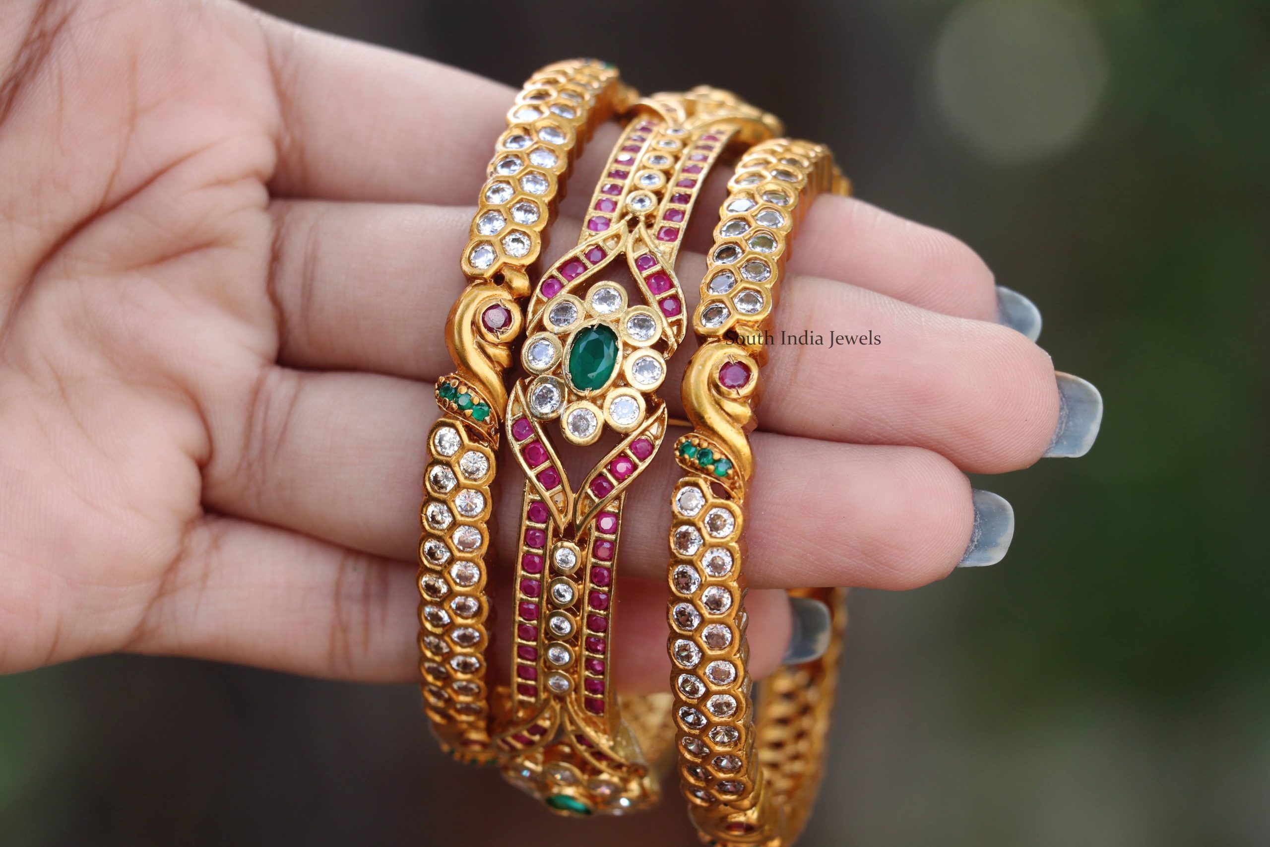 Bridal Antique Finish Bangle Set - South India Jewels