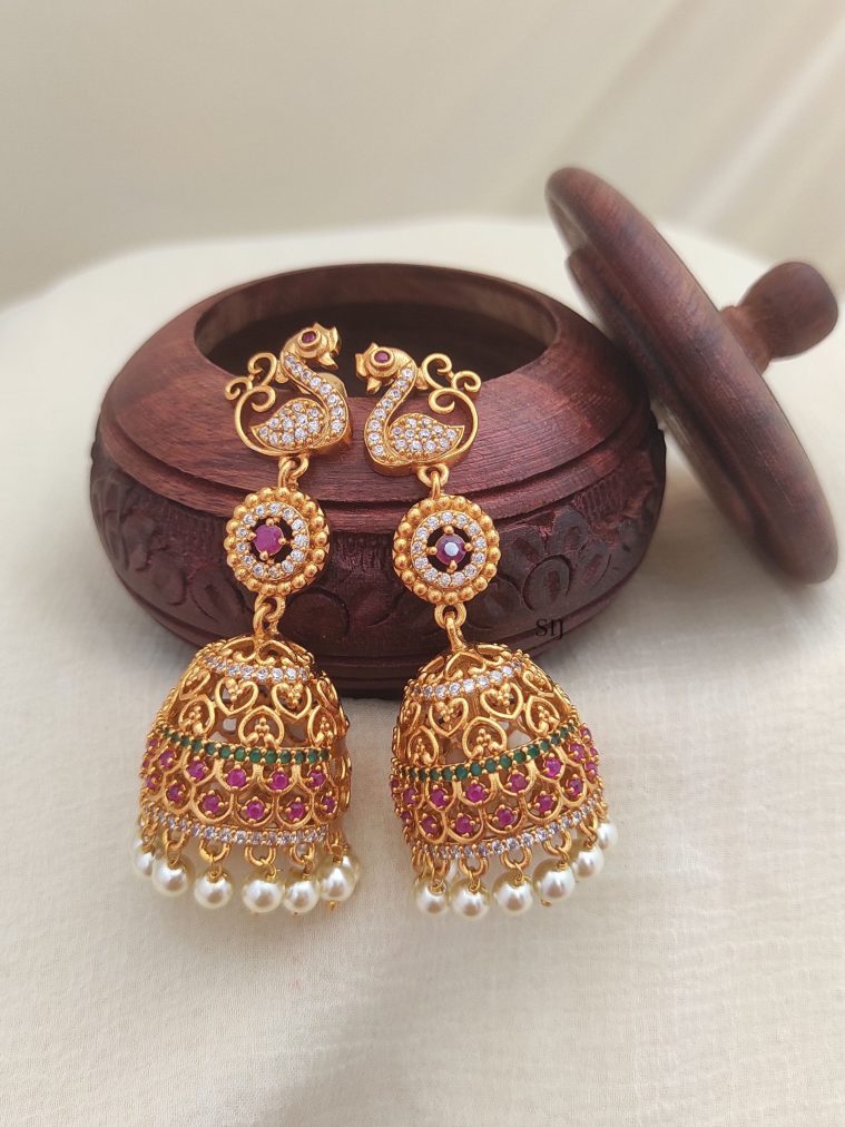 Peacock Design Long Jhumkas