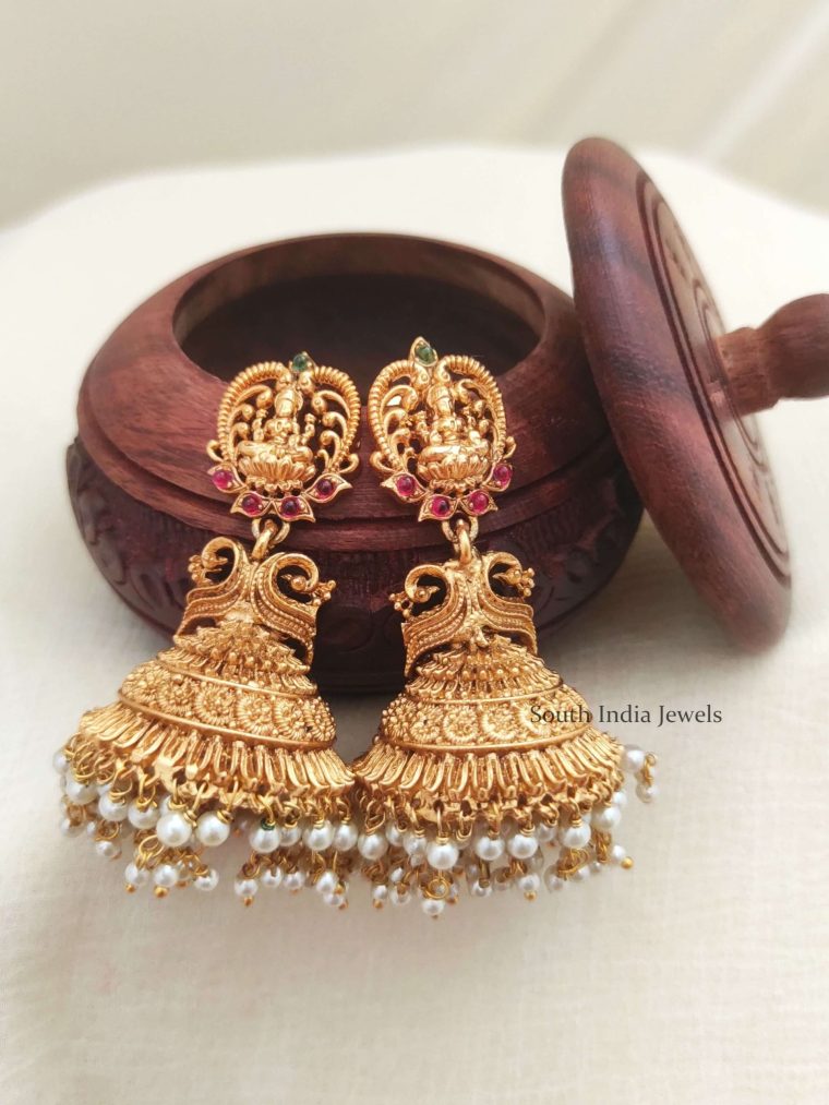 Antique Finish Pearl Drop Jhumkas