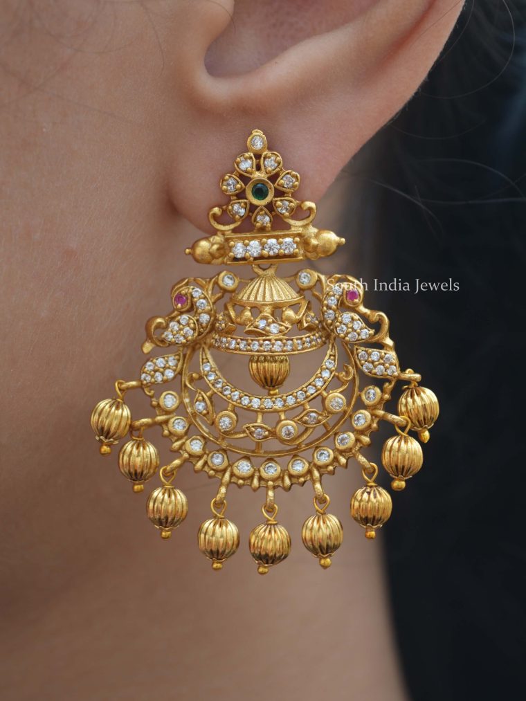 Beautiful Gold Drops Peacock Earrings