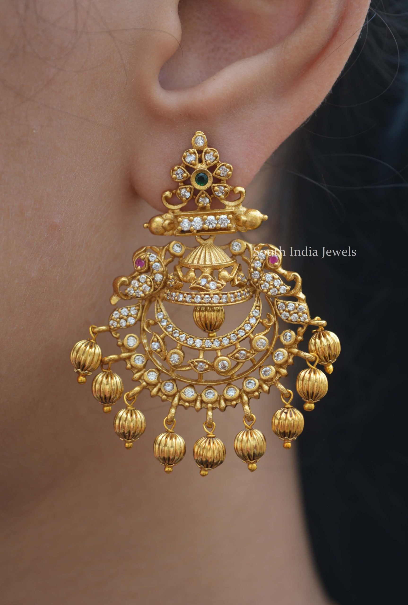 Get Pearl Embellished Gold Peacock Earrings at  349  LBB Shop