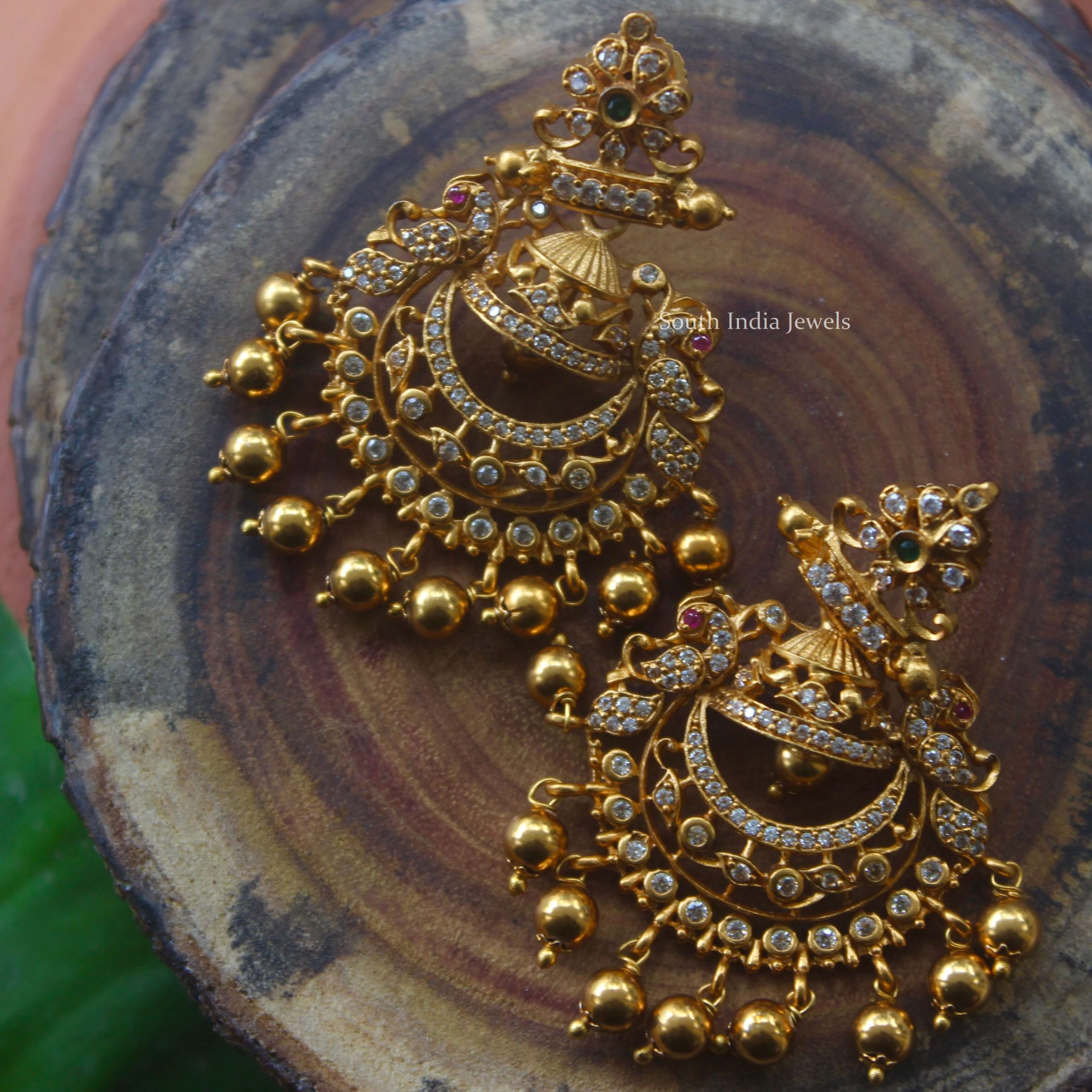 Charming Jhoomar Gold Chandbali Earrings