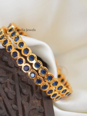 Gold Polish Big Stone Bangles