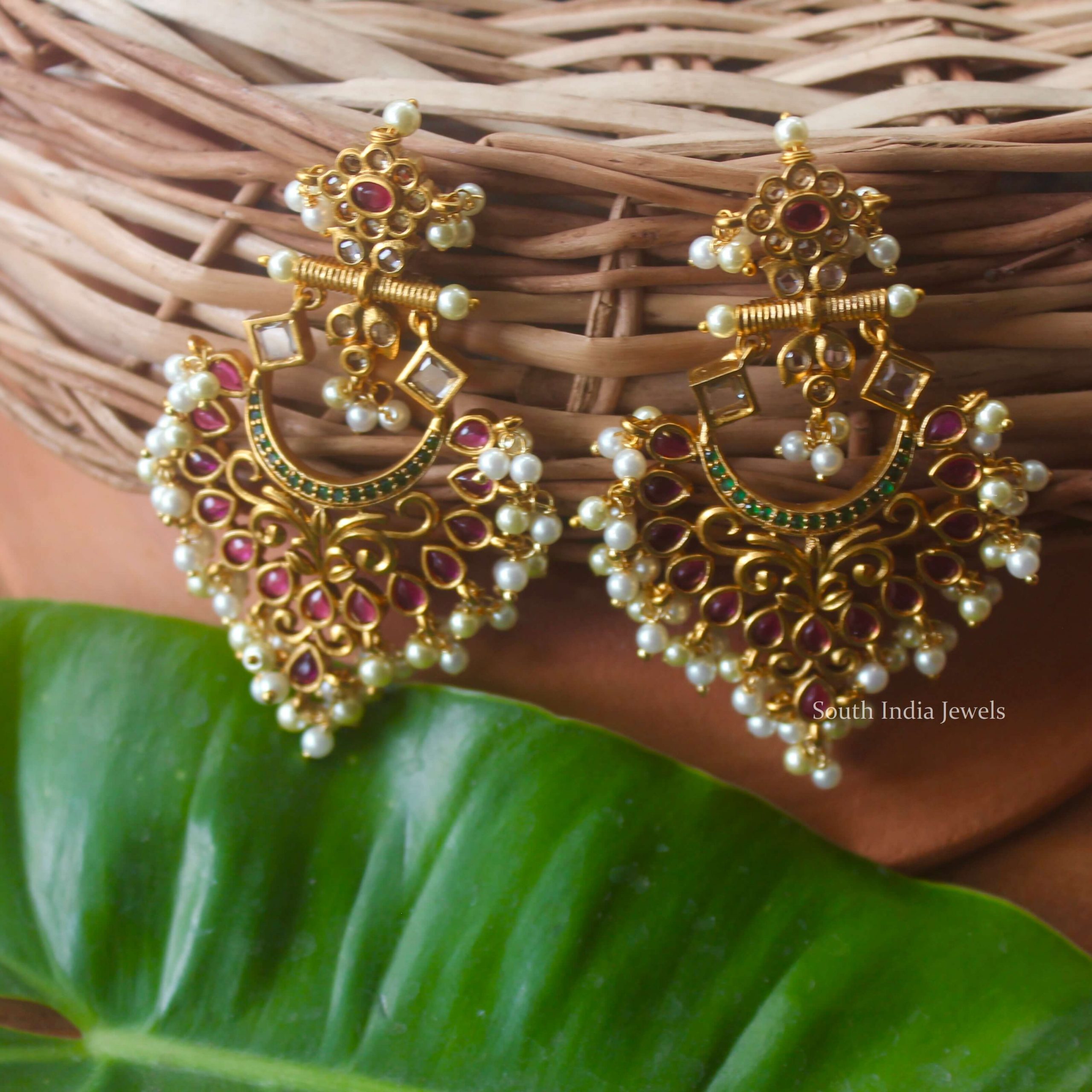Stunning one gram gold ear hangings with guttapusalu one gram gold  jewellery 1 gm gold earrings