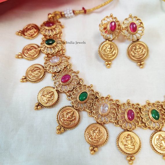 Lakshmi-Coin-Multi-Stone-Necklace