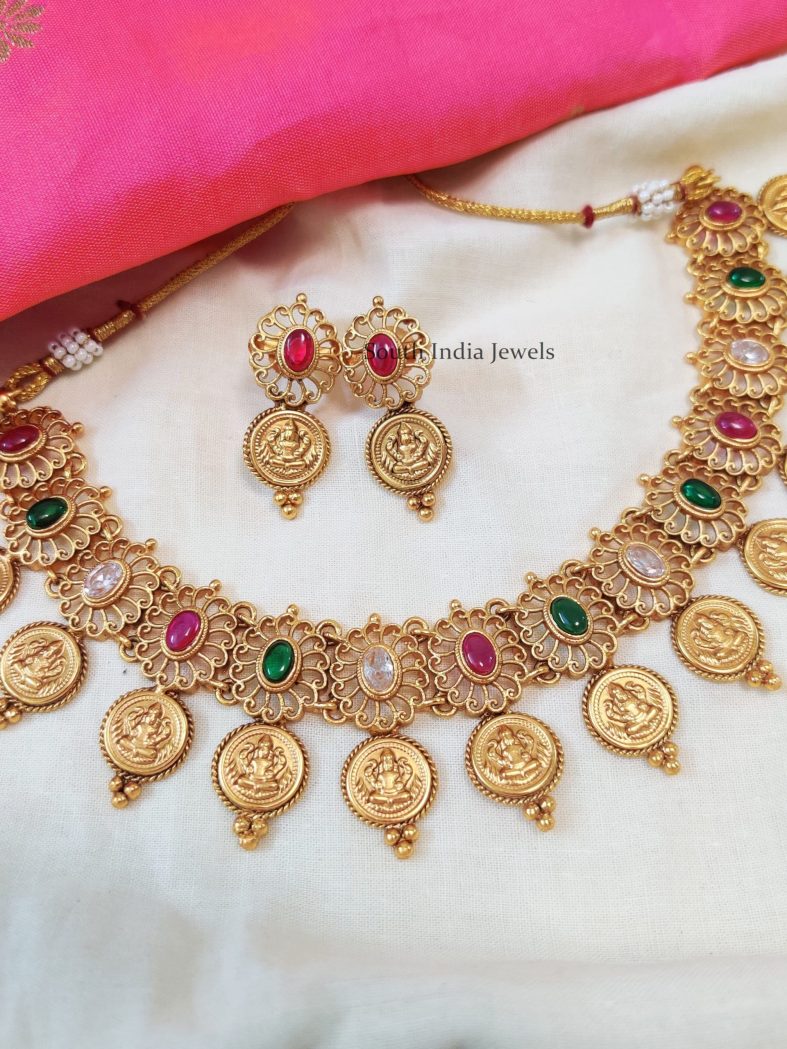 Lakshmi-Coin-Multi-Stone-Necklace