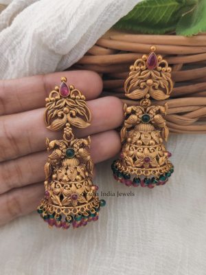 Matte Finish Dual Peacock Jhumkas (2)