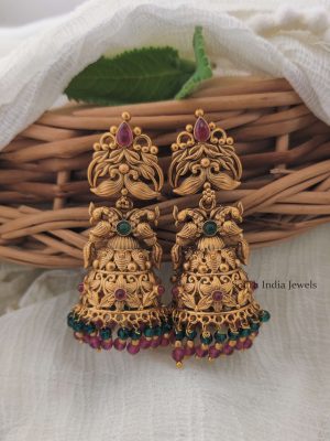 Matte Finish Dual Peacock Jhumkas (3)