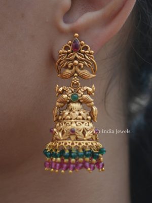 Matte Finish Dual Peacock Jhumkas