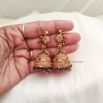 Peacock Double Beaded Jhumkas (2)