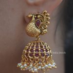 Peacock Kemp Stone Jhumkas