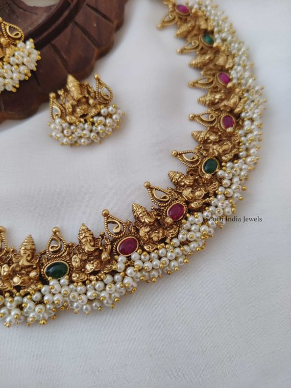 Traditional Ganesha Necklace With Pearls