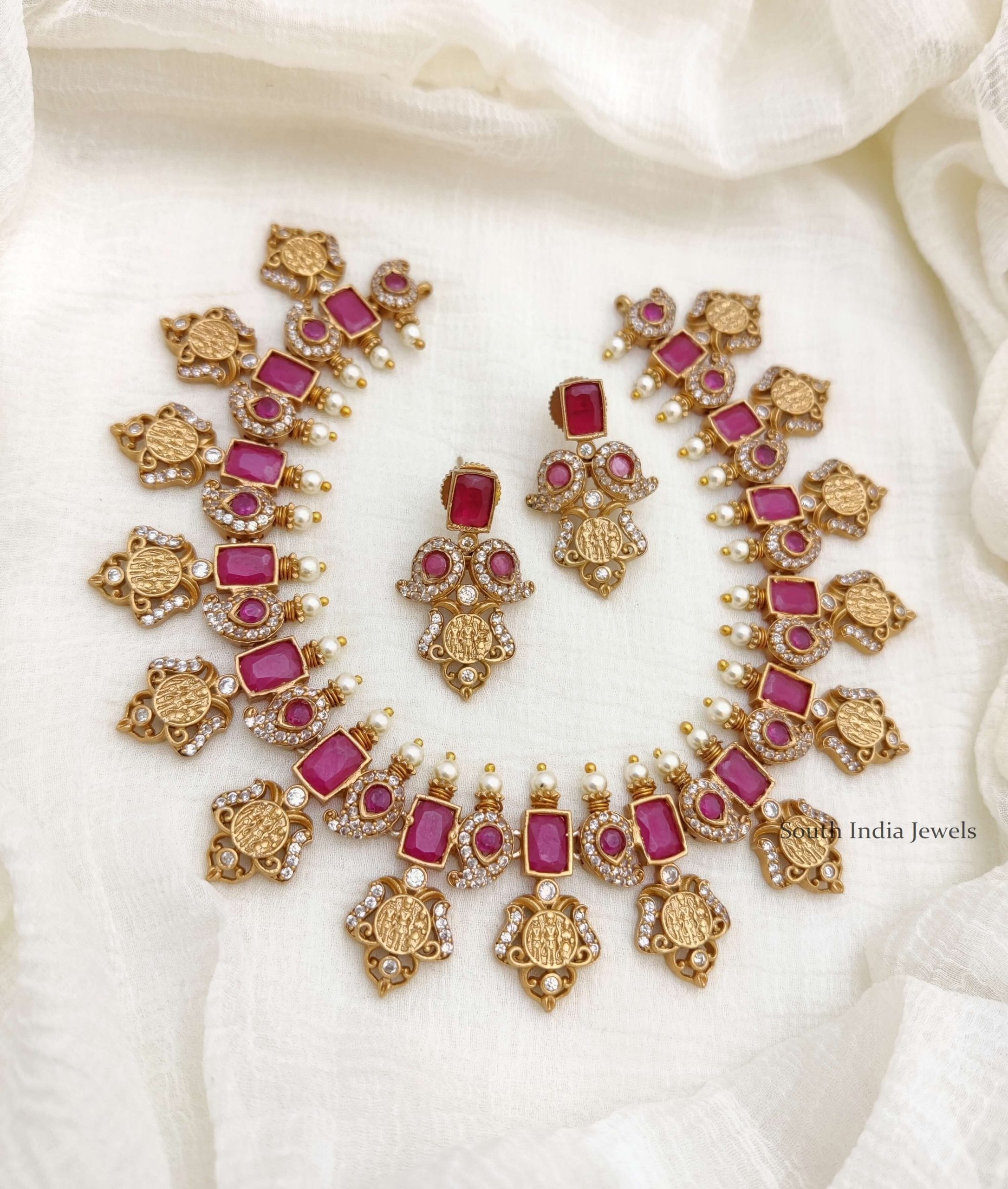 Traditional Ramparivar AD Necklace - South India Jewels