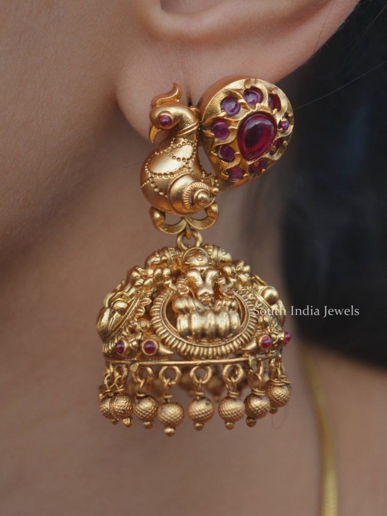 Unique Peacock Lakshmi Jhumkas