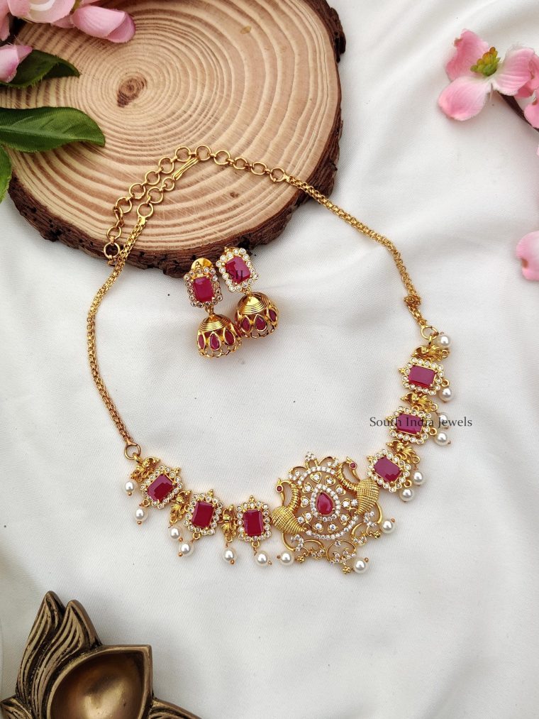 Stunning Peacock Pink Stone Necklace