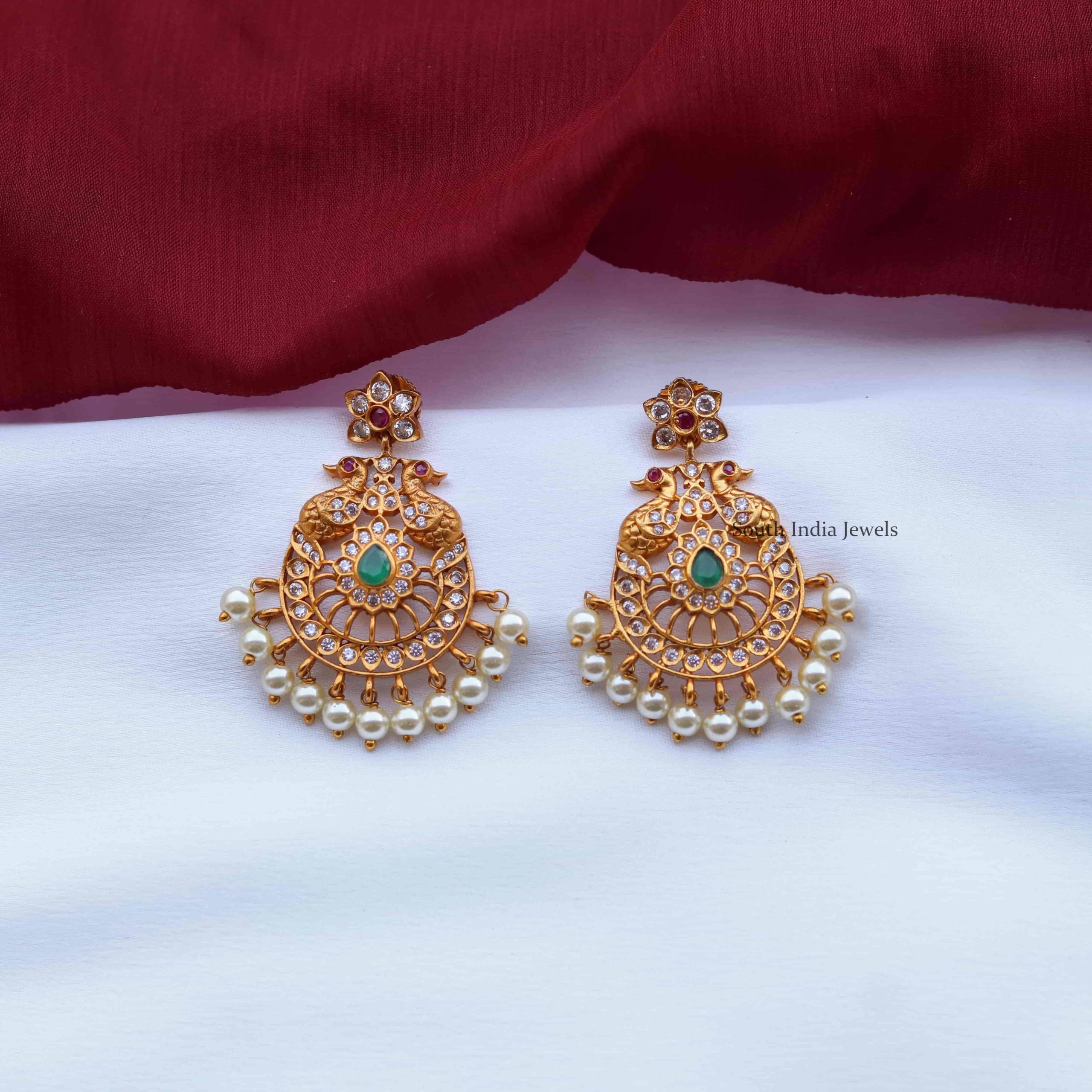 Beautiful Dual Peacock Chandbali Earrings